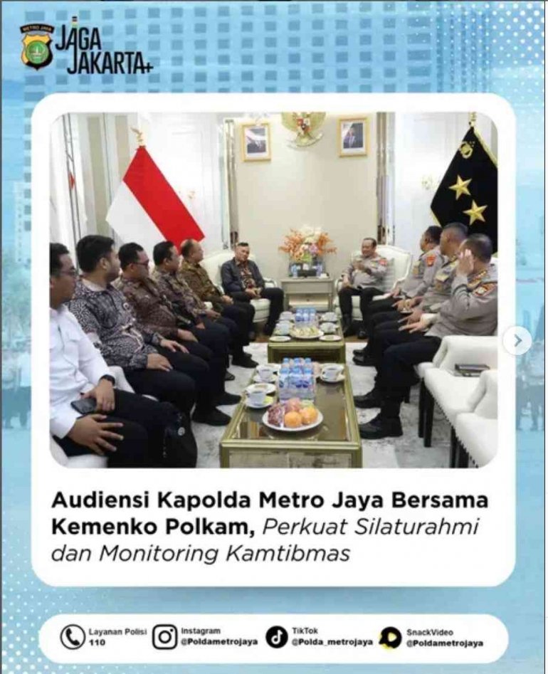 Surya Borneo News : Kapolda Metro Jaya Audiensi dengan Kemenko Polkam, Perkuat Sinergi Jaga Stabilitas Kamtibmas Jakarta
